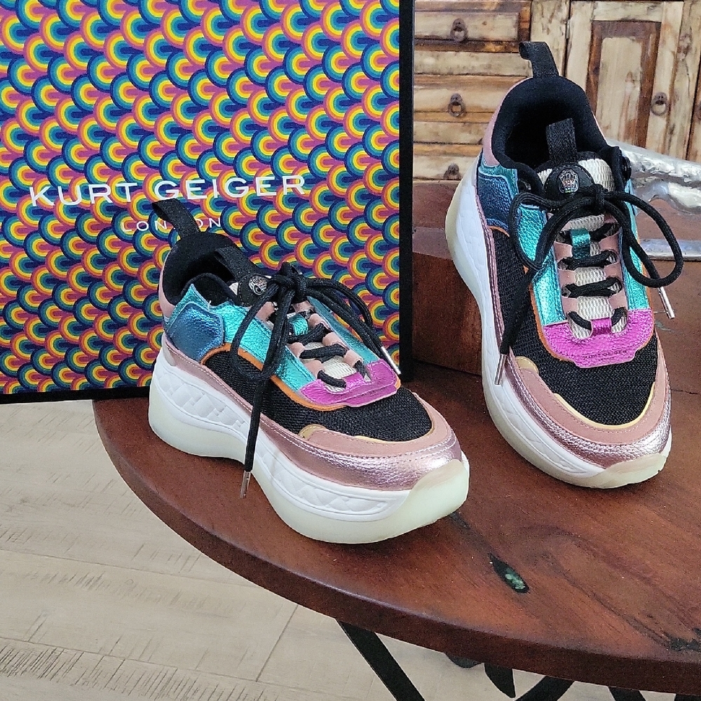 Kurt Geiger Pink and Black Sneakers